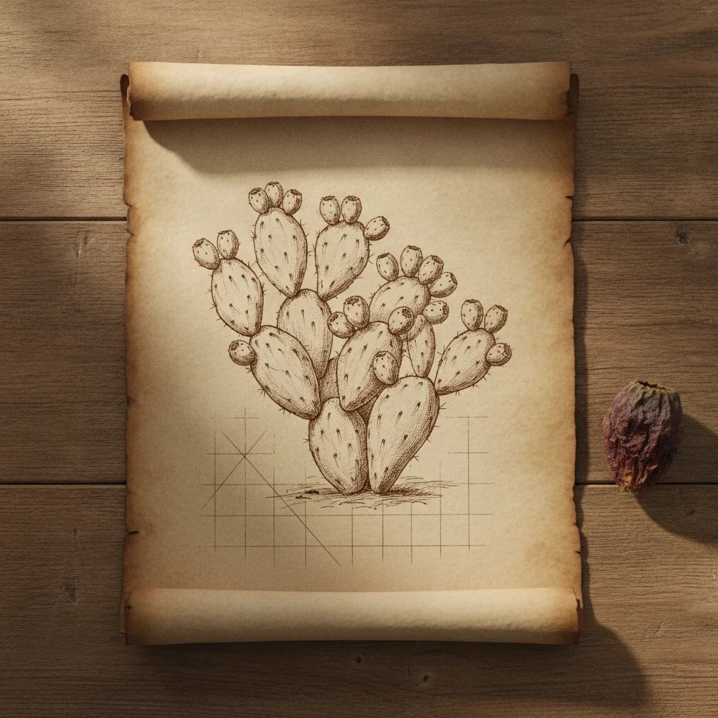 Illustration af kaktusfigner på en træbod på markedet